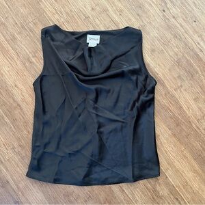 NWT Jessica Black Satin Cowl Neck Sleeveless Top, Sz L
